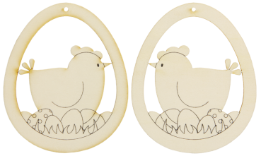 Preview: Holzanhänger "Huhn Elfriede", 4er Set