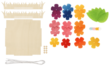 Preview: DIY-Holzkörbchen "Blumenwiese", 1Stck