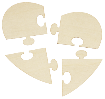 Preview: Holzpuzzle Herz 4-teilig, 6 Stück