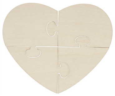 SUNNYSUE - Holzpuzzle Herz 4-teilig, 6 Stück