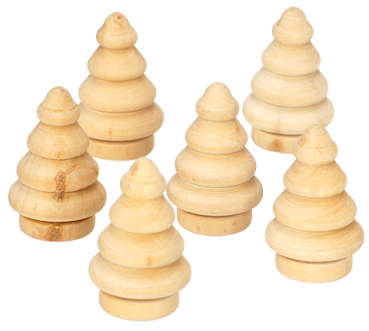 Holz Tannenbaum, 6er Set