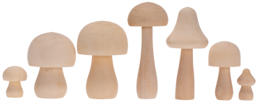 SUNNYSUE - Großes Holz-Pilze Set, 7-tlg.
