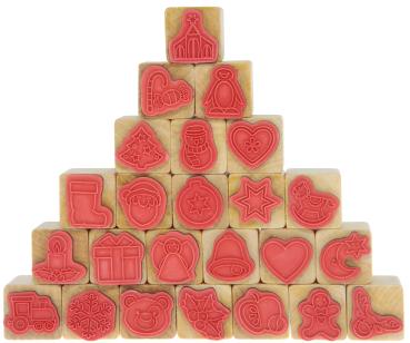 Preview: Holzstempel "Adventskalender", 24tlg.