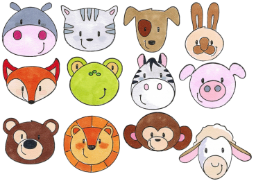 Preview: Holzstempel "Tierische Freunde", 12tlg.