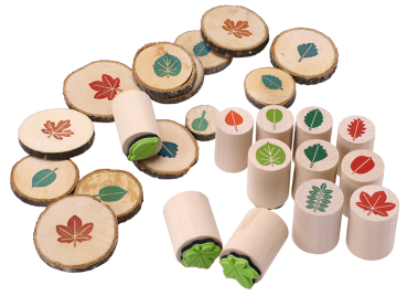 Preview: Holzstempel "Blätter groß", 12tlg.