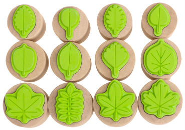 Preview: Holzstempel "Blätter", 12tlg.