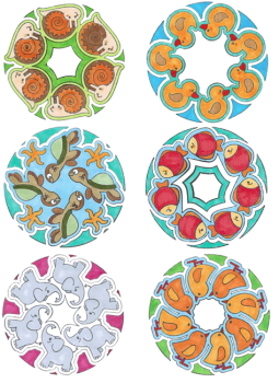 SUNNYSUE - Riesenstempel "Mandala-Tiere", 6tlg.