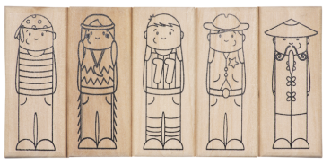 Preview: Holzstempel Rollenspiel Fasching, 5tlg.