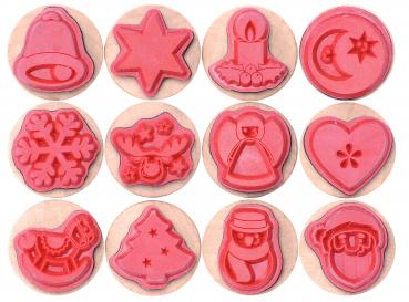 Preview: Super-Set Weihnachtsstempel, 24tlg. (12 Stempel + 12 Stempelkissen)