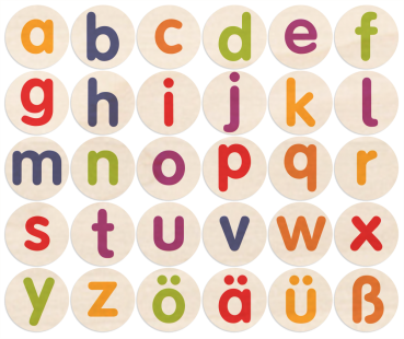 SUNNYSUE - Holzstempel "Kleinbuchstaben - Bunt", 30tlg