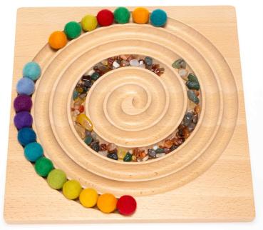 Holzlegebrett Spirale Anwendung mit Füllung
