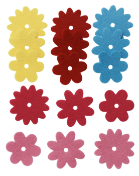 Preview: DIY-Filzrohlinge "Blümchen", 15tlg.