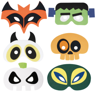 SUNNYSUE - Bastelset Filzmasken für Halloween, Fasching oder Kinderparty, 6er Set