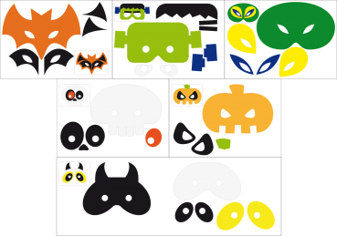 Preview: Bastelset Filzmasken für Halloween, Fasching oder Kinderparty, 6er Set