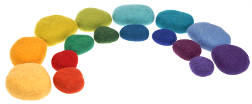 Preview: Regenbogen Flußsteine Filz, 16-tlg.