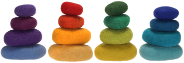 Regenbogen Flußsteine Filz, 16-tlg.