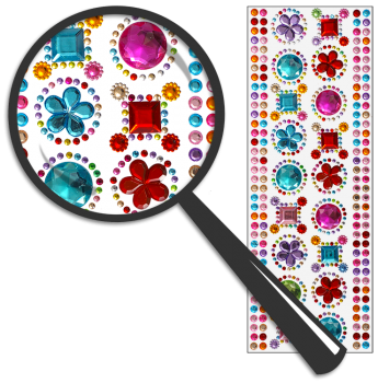 SUNNYSUE - Glitzersticker "Edelsteine" (18 Edelsteine, 2 Bordüren)