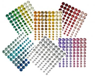 SUNNYSUE - Mega Set: Selbstklebende Schmucksteine Regenbogen, 480-tlg.