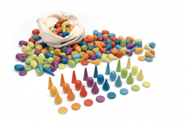 Preview: Loose Parts Regenbogen-Legeteile, 256-tlg.