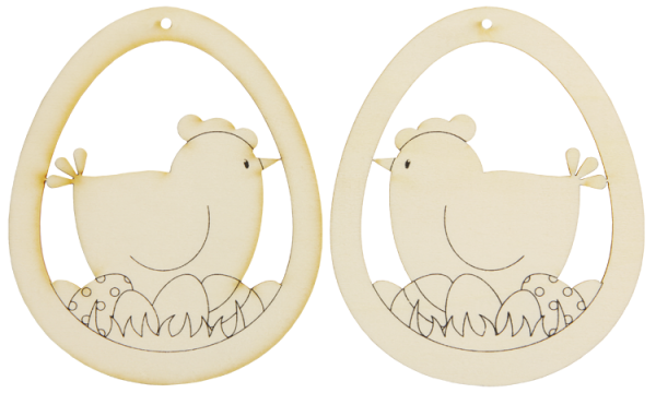 Holzanhänger "Huhn Elfriede", 4er Set