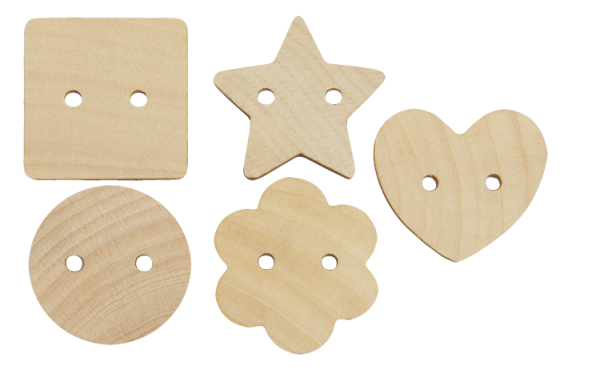 Holzknöpfe Mix, 60-tlg.