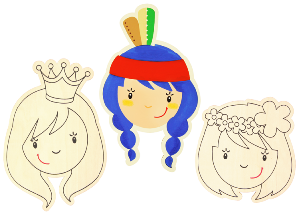 SUNNYSUE - Kinderschilder Prinzessin, Indianerin und Blumenkind, 3er Set