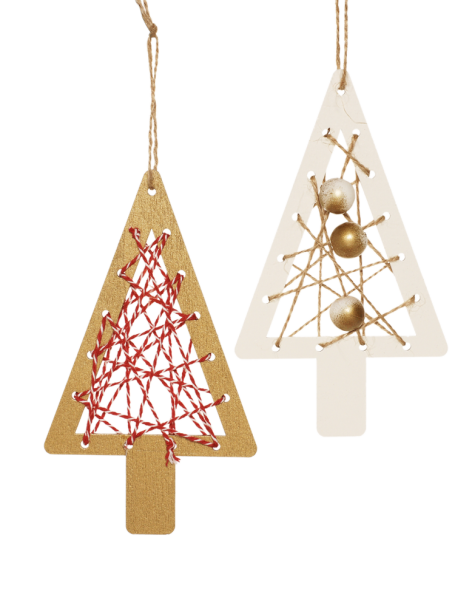 Holzanhänger "Tannenbaum zum Fädeln", 6er Set