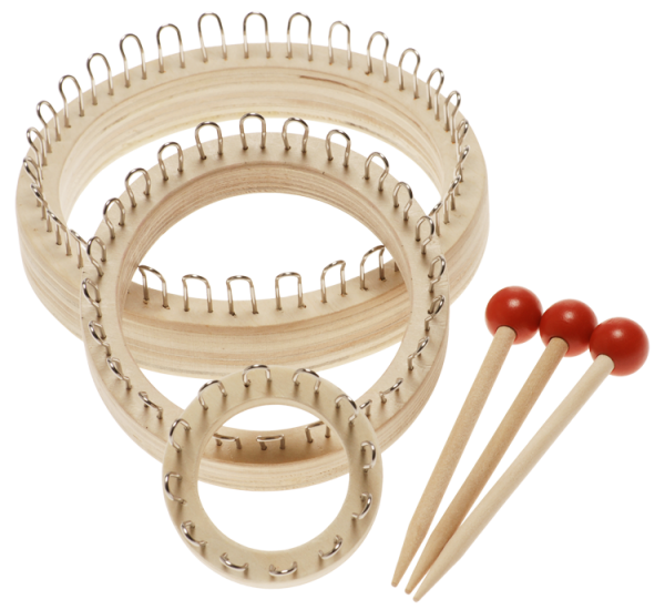 Stickringe mit Holznadel, 6tlg.