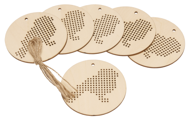 Holzanhänger "Stickvögelchen", 6er Set