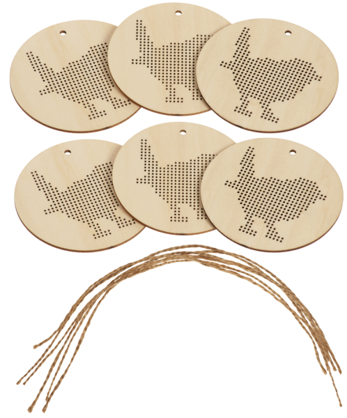 Holzanhänger "Stickvögelchen für Fortgeschrittene", 6er Set