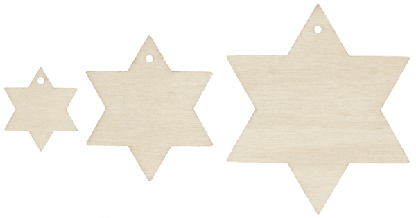 Wooden Ornaments "Christmas stars in 3 sizes", 15pcs.