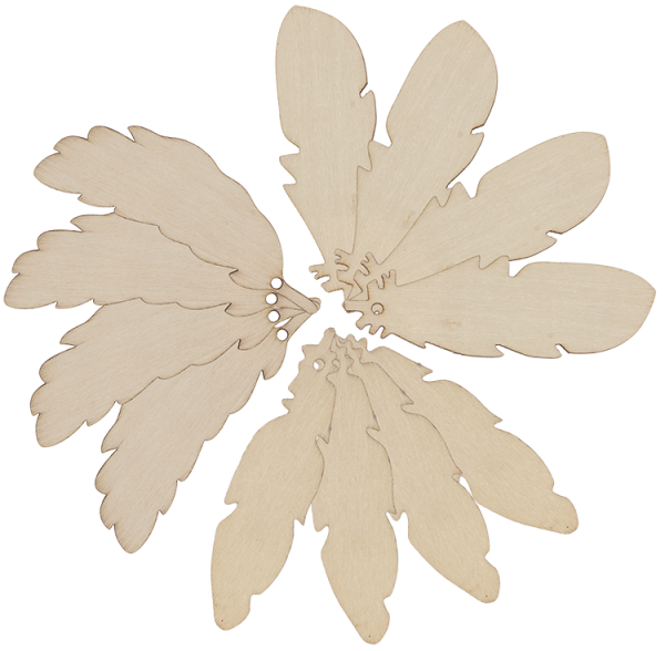 Wooden Feathers, Set of 12