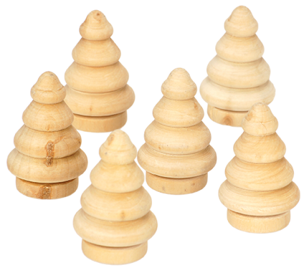 Holz Tannenbaum, 6er Set