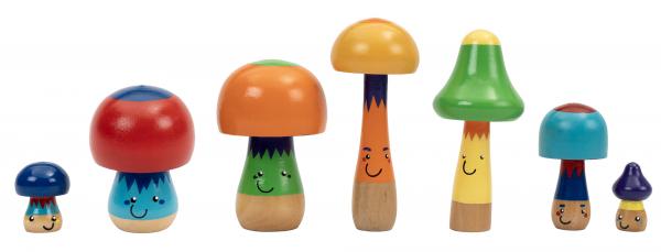 Großes Holz-Pilze Set, 7-tlg.