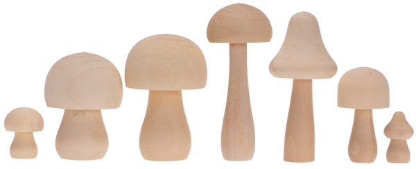 SUNNYSUE - Großes Holz-Pilze Set, 7-tlg.