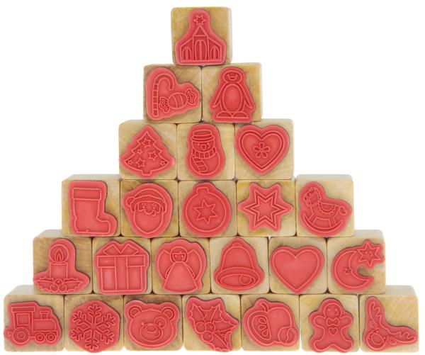 Holzstempel "Adventskalender", 24tlg.