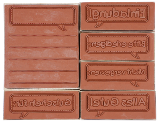 Wooden Stamps "What's going on?", 6pcs.