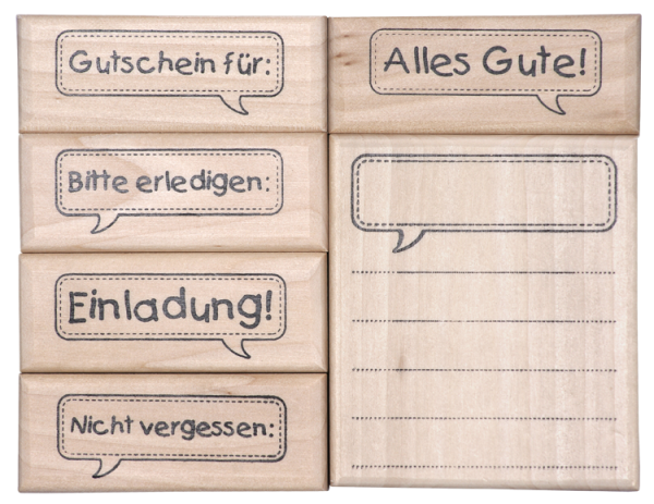 Wooden Stamps "What's going on?", 6pcs.