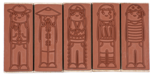 Holzstempel Rollenspiel Fasching, 5tlg.