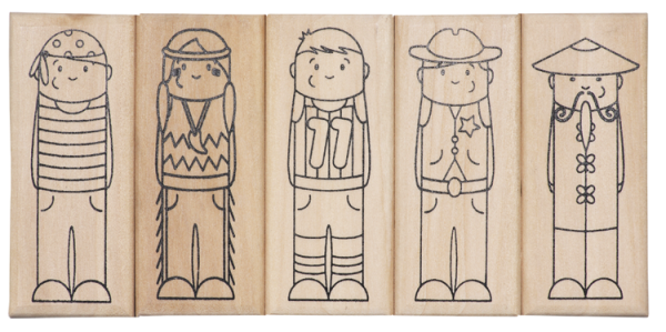 Holzstempel Rollenspiel Fasching, 5tlg.
