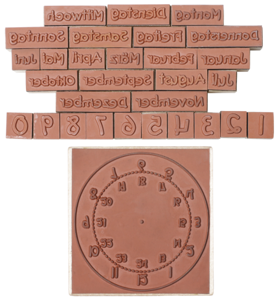 Wooden Stamp-Set "Learning about time", 30pcs.