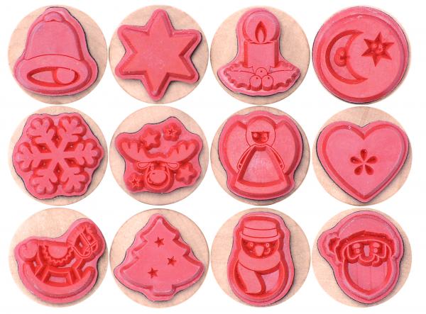 Super-Set Weihnachtsstempel, 24tlg. (12 Stempel + 12 Stempelkissen)