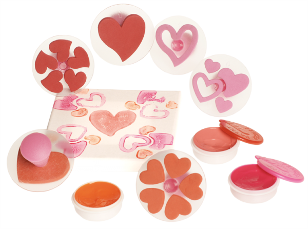Moosgummi-Stempel "Herzen", 6tlg.