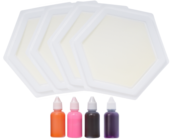 SUNNYSUE - Stempelkissen "6eck in Orange, Pink, Braun und Lila", 8tlg.