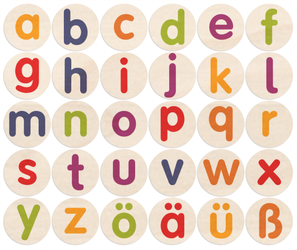 SUNNYSUE - Holzstempel "Kleinbuchstaben - Bunt", 30tlg