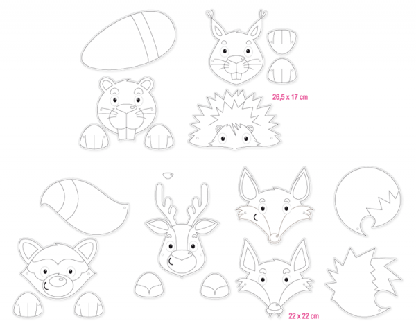 SUNNYSUE - Papiermasken "Tiere zum Ausmalen", Set
