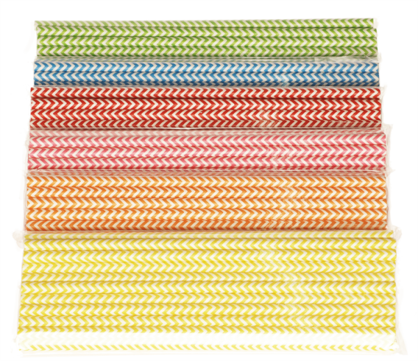 Papierstrohhalme "Zickzack", 120tlg.