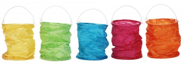 Papierlampions „Zylindrisch - Bunt", 5er Set 13 x 20 cm