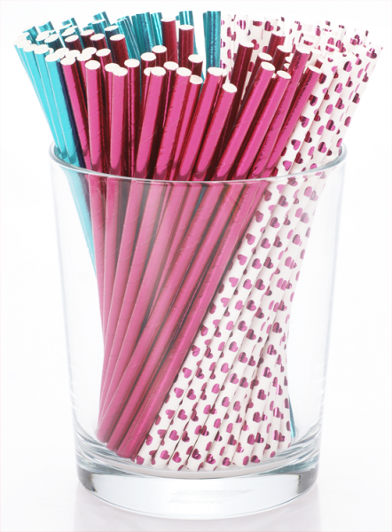 SUNNYSUE - Papierstrohhalme "Metallic", 120-tlg.