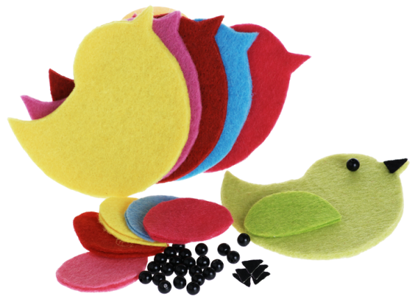DIY-Filzrohlinge "Vögelchen", 12er Set